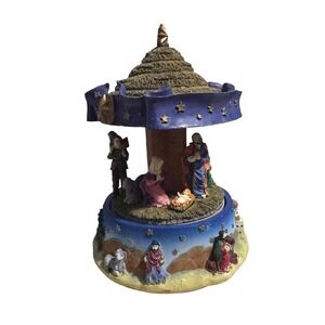 Nativity Scene Musical Carousel 360 Degree windup Rotating Christmas Decoration